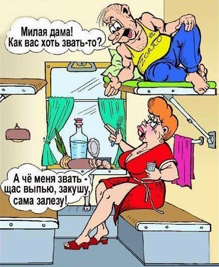 Карикатура в купе поезда